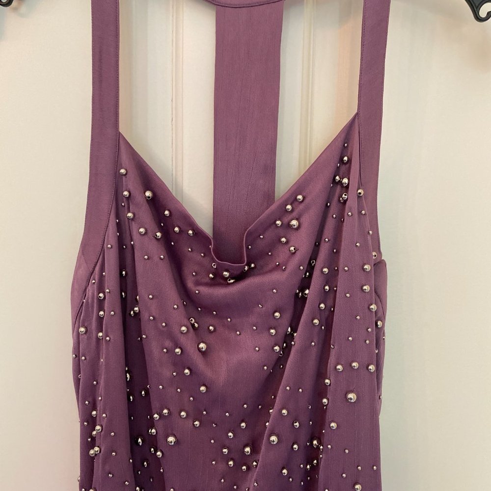 Rachel Comey Purple Halterneck Mini Dress W/ Silver Embellishments Sz XS/0 - Picture 4 of 11